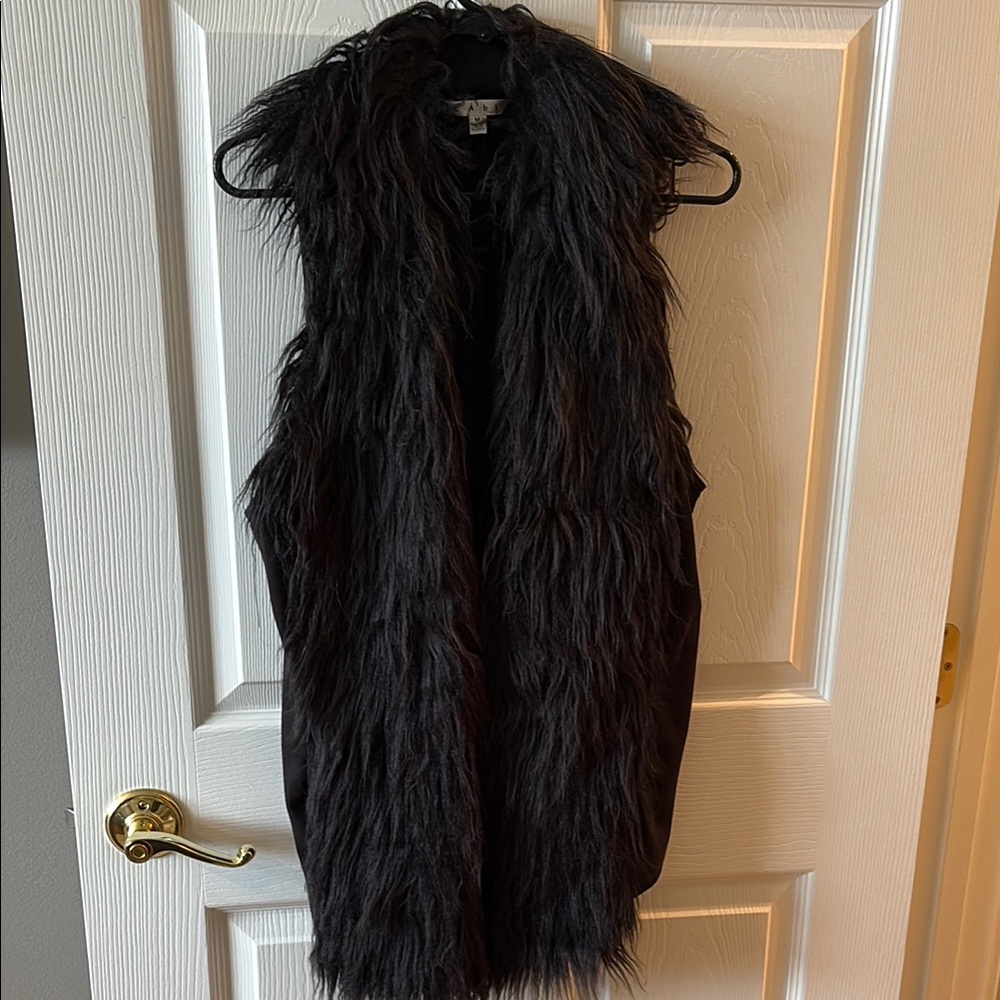 CAbi Black Faux Fur Vest